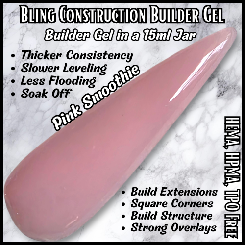 ULTRA Pink Smoothie Construction Builder Gel - 15 ml Jar - HEMA, HPMA, TPO Free
