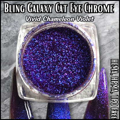 Galaxy Vivid Purple Chameleon Cat Eye Chrome Pigment