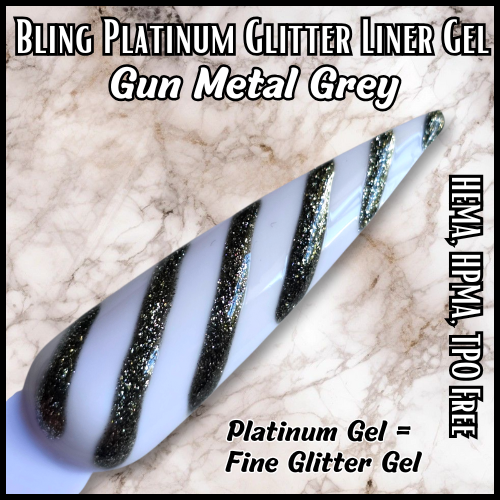 Gun Metal Grey Platinum Glitter Liner Gel - HEMA, HPMA, TPO Free