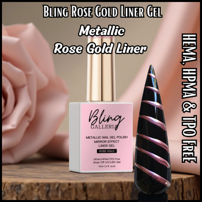 Rose Gold Art Liner Gels - HEMA, HPMA, TPO Free