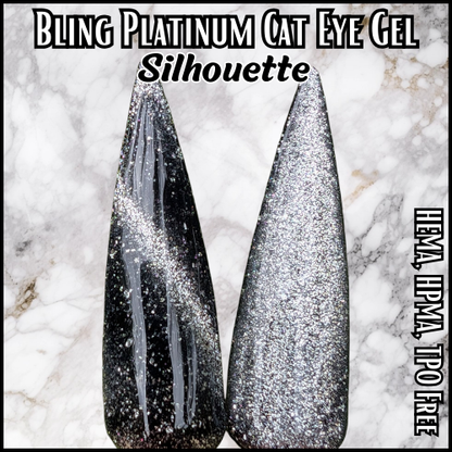 Silhouette - Silver Platinum Fine Glitter Cat Eye - HEMA, HPMA, TPO Free