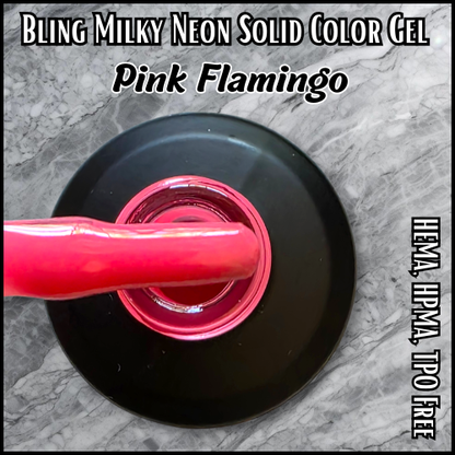 Ultra Pink Flamingo - Milky Neon Solid Color Gels - HEMA, HPMA, TPO Free