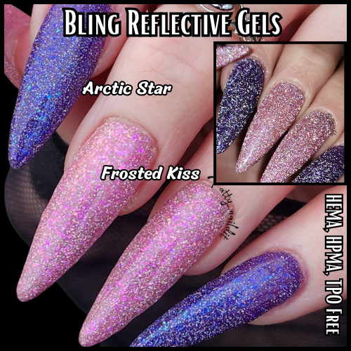Arctic Star & Frozen Kiss Reflective Iridescent Holographic Gel - HEMA, HPMA, TPO Free