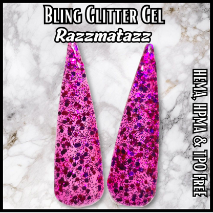 Razzmatazz Glitter Gel Polish - HEMA, HPMA, TPO Free