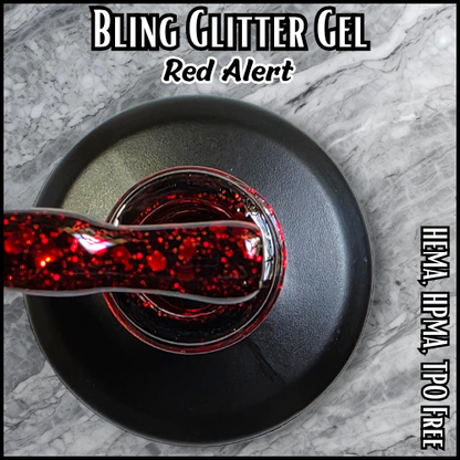 Red Alert Red Glitter Gel - HEMA HPMA TPO Free