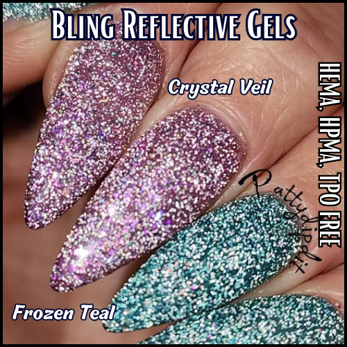 Frozen Teal & Crystal Veil Reflective Iridescent Holographic Gel - HEMA, HPMA, TPO Free