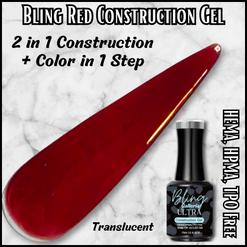 ULTRA Red Construction Builder Gel - Bottle - HEMA, HPMA, TPO Free