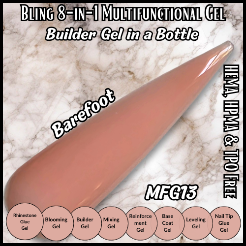 8 in 1 Barefoot Multi Functional Color Builder Gels - MFG13 - HEMA, HPMA, TPO Free