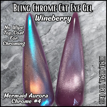 ULTRA WineBerry Chrome Cat Eye Gel - No Wipe Top Coat - HEMA, HPMA, TPO Free