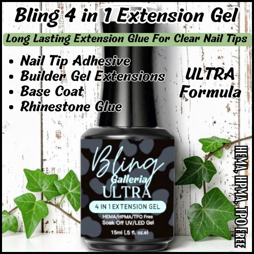 ULTRA 4 in 1  Extension Gel - Gel X - Nail Glue Gel, Extension Gel, Base Coat, Rhinestone Glue Gel - HEMA, HPMA, TPO Free