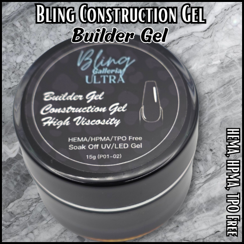 ULTRA Construction Builder Gel, Clear, 15 ml Jars - HEMA, HPMA, TPO Free