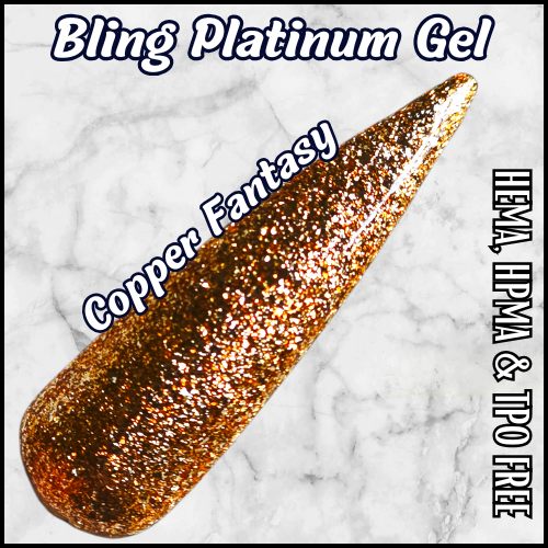 Copper Fantasy & Galactic Platinum Fine Glitter Gel - HEMA HPMA TPO Free