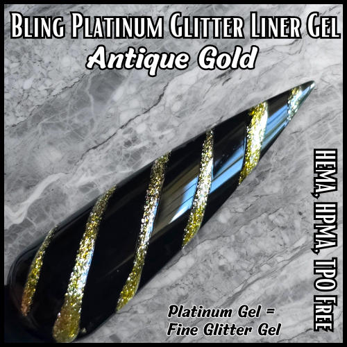 Antique Gold Platinum Glitter Liner Gel - HEMA, HPMA, TPO Free