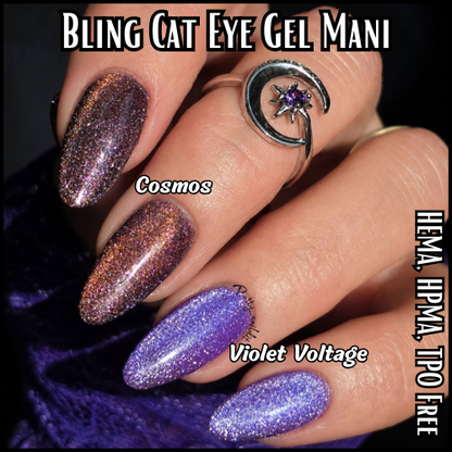 ULTRA Cosmos & ULTRA Violet Voltage Cat Eye Gel Mani - Reflective Cat Eye - HEMA HPMA TPO Free