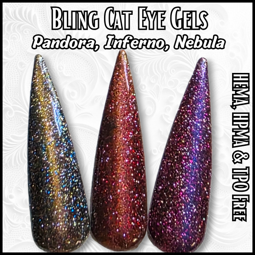 Royalty Glitter Cat Eye Gels - Nebula, Inferno, Pandora - HEMA, HPMA, TPO Free
