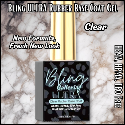 ULTRA Rubber Base Coat Gel - Clear - Square Bottle - HEMA, HPMA, TPO Free