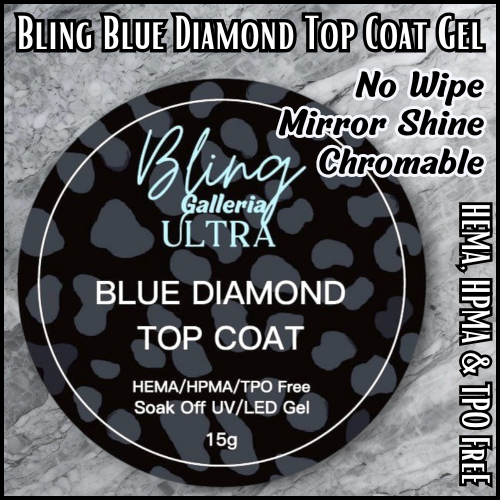 ULTRA BLUE Diamond Top Coat (No Wipe) - 15ml Jar - HEMA, HPMA, TPO Free