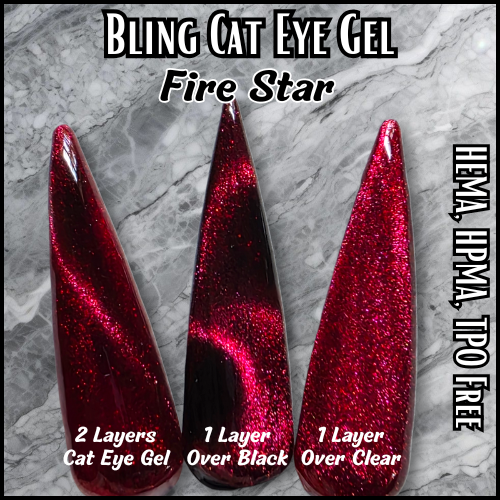 ULTRA Fire Star Red Fuchsia Shimmer Cat Eye  - HEMA, HPMA, TPO Free