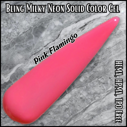 Ultra Pink Flamingo - Milky Neon Solid Color Gels - HEMA, HPMA, TPO Free