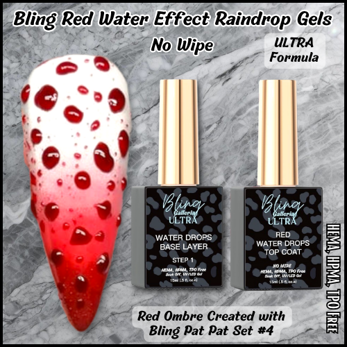 ULTRA Red Water Effect 2 Gel Set (Rain Water, Water Drop, Raindrop, Waterglass, Water Drop, etc.) - HEMA, HPMA, TPO Free
