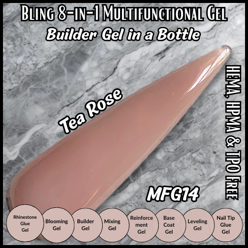 8 in 1 Tea Rose Multi Functional Color Builder Gels - MFG14 - HEMA, HPMA, TPO Free