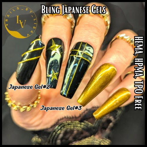 Japanese Gels - #1 White, #2 Black, #3 Gold, #4 Green, #5 Teal, #6 Purple, #7 Lavender, #8 Fuchsia, #9 Red - HEMA, HPMA, TPO Free
