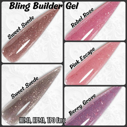 ULTRA Pink Escape, Rebel Rose, Berry Grove, Gossip Girl, Sweet Suede - Builder Gel with Sparkles - HEMA, HPMA, TPO Free