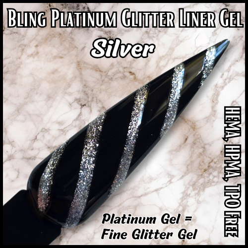 Silver Platinum Glitter Liner Gel - HEMA, HPMA, TPO Free