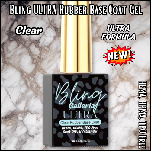 ULTRA Rubber Base Coat Gel - Clear - Square Bottle - HEMA, HPMA, TPO Free