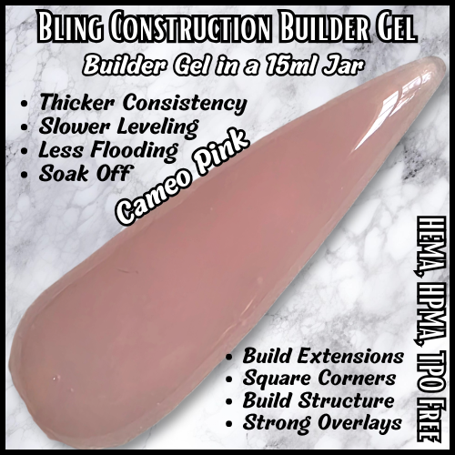 ULTRA Cameo Pink Construction Builder Gel - 15 ml Jar - HEMA, HPMA, TPO Free