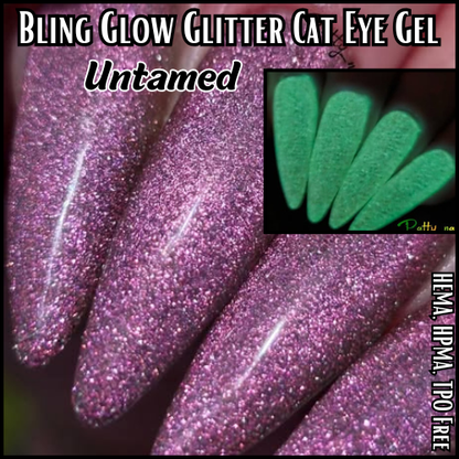 ULTRA Untamed Pink Glitter Glow Cat Eye Gel Mani  - HEMA, HPMA, TPO Free
