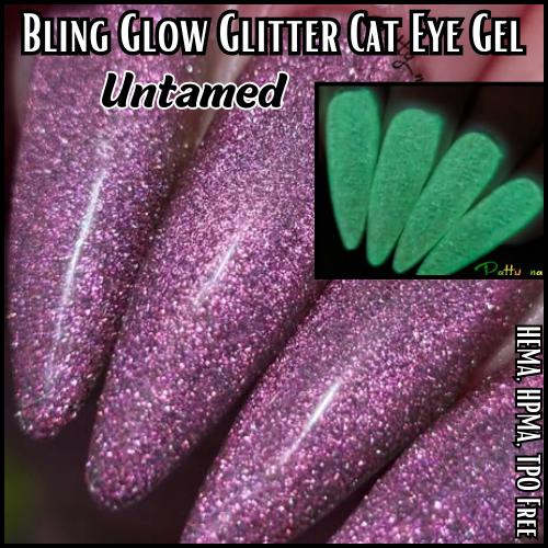 ULTRA Untamed Pink Glitter Glow Cat Eye Gel Mani  - HEMA, HPMA, TPO Free