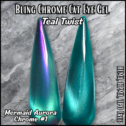 ULTRA Teal Twist Chrome Cat Eye Gel - HEMA, HPMA, TPO Free