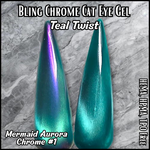 ULTRA Teal Twist Chrome Cat Eye Gel - HEMA, HPMA, TPO Free