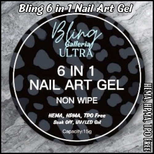 ULTRA 6 in 1 Hard Top Coat, No Wipe, Chrome, Sculpting, Modeling, Rhinestone, Builder, Multifunctional Gel - HEMA, HPMA, TPO Free