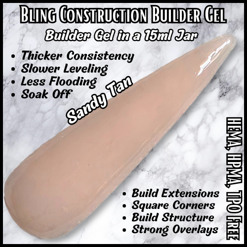 ULTRA Sandy Tan Construction Builder Gel - 15 ml Jar - HEMA, HPMA, TPO Free