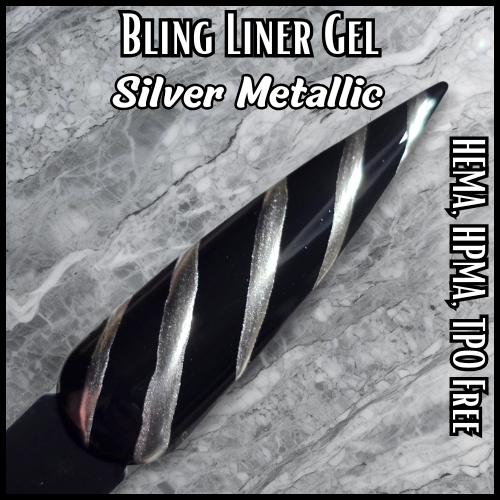Metallic Silver Gel Polish Liner - 15 ml - Original Formula - HEMA, HPMA, TPO Free