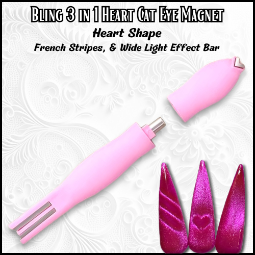3 in 1 Easy HEART Shape Magnet, French Stripes, & Wide Light Effect STRONG Cat Eye Magnet