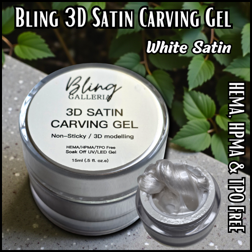 3D Satin Carving Gel - Pearl White -  No Wipe - 15 ml Jar - HEMA, HPMA, TPO Free