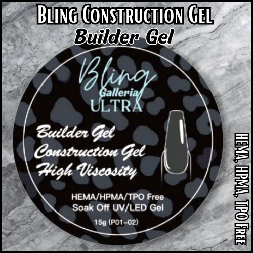 ULTRA Construction Builder Gel, Clear, 15 ml Jars - HEMA, HPMA, TPO Free