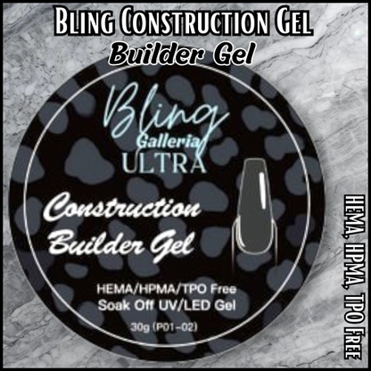 ULTRA Construction Builder Gel, Clear, 30ml Jar - HEMA, HPMA, TPO Free