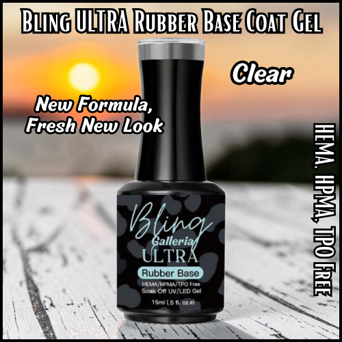 ULTRA Rubber Base Coat Gel - Clear - Square Bottle - HEMA, HPMA, TPO Free
