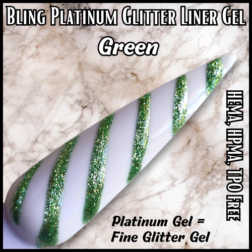 Green Platinum Glitter Liner Gel - HEMA, HPMA, TPO Free