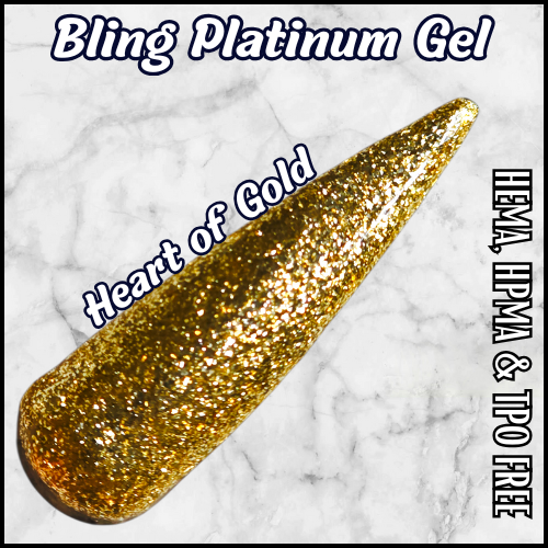 Heart of Gold Platinum Fine Glitter Gel - HEMA HPMA TPO Free