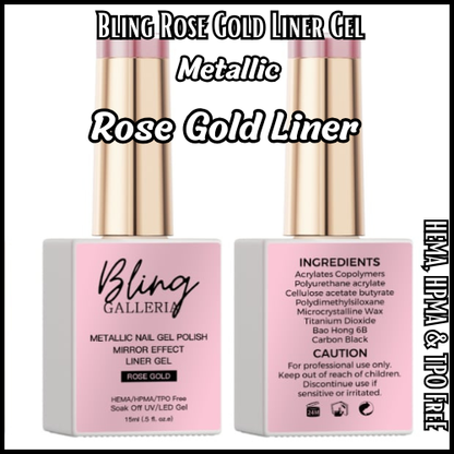 Rose Gold Art Liner Gels - HEMA, HPMA, TPO Free