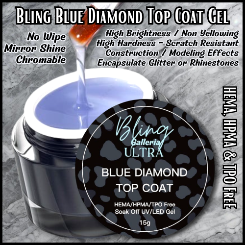 ULTRA BLUE Diamond Top Coat (No Wipe) - 15ml Jar - HEMA, HPMA, TPO Free