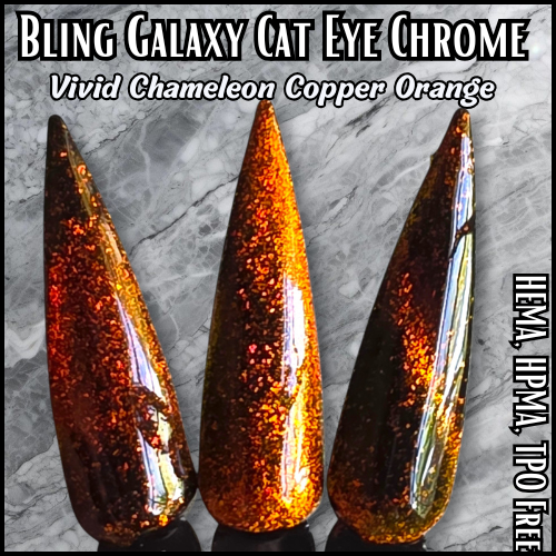 Galaxy Vivid Copper Orange Chameleon Cat Eye Chrome Pigment