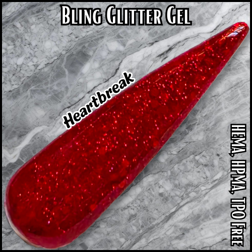 Heartbreak Red Glitter Gel - HEMA, HPMA, TPO Free