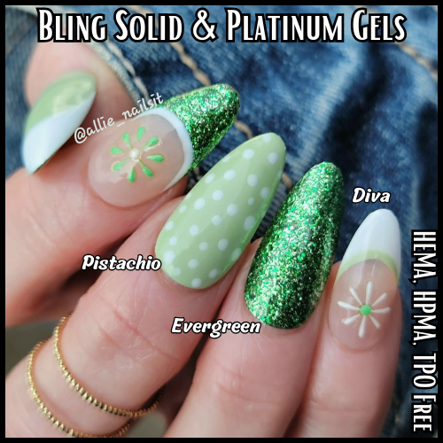 Pistachio Solid & Evergreen Platinum Gel Mani -  HEMA, HPMA, TPO Free