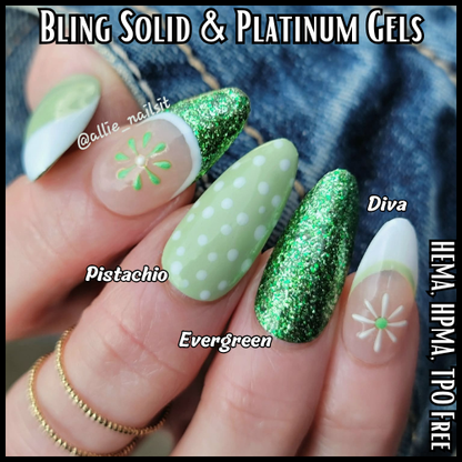 Pistachio Solid & Evergreen Platinum Gel Mani -  HEMA, HPMA, TPO Free